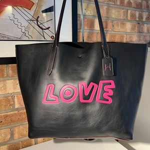 Rare Coach X Keith Haring LOVE Leather Large Tote